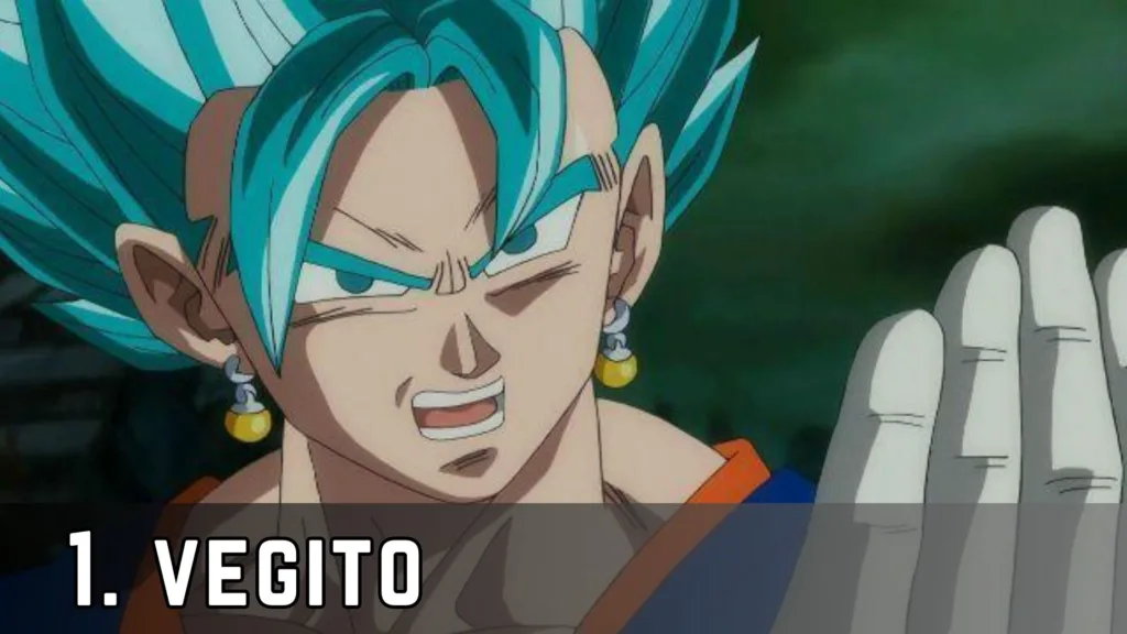 vegito blue in dragon ball super taunting zamasu while being overconfident
