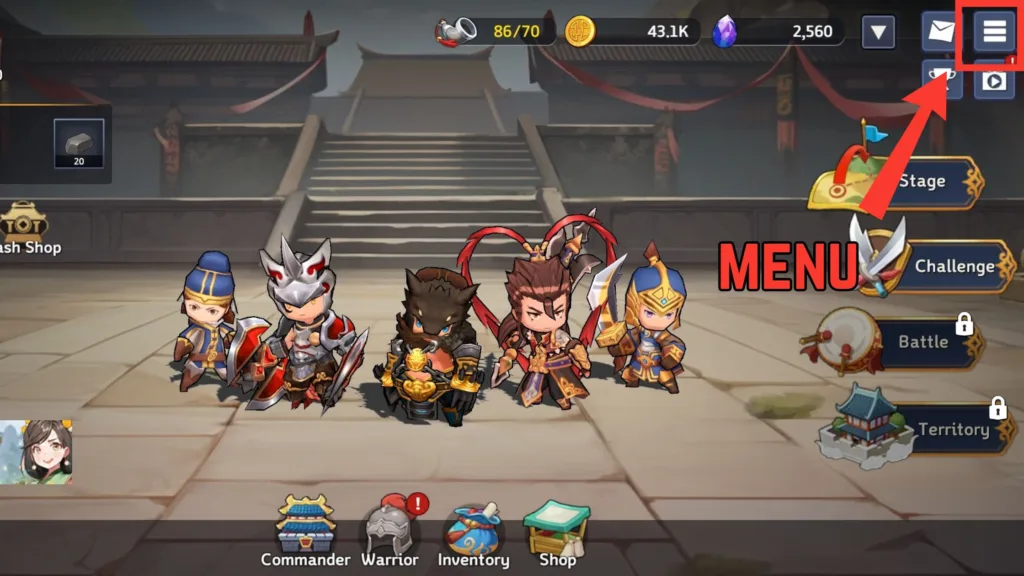 home interface of Three Kingdoms Tempest