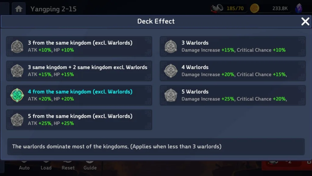 deck effect section for synergy